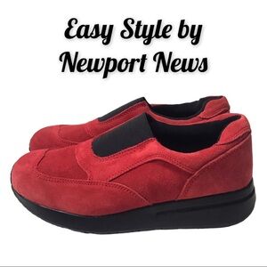 NWOT Red Suede Easy Style by Newport News Slip On Shoes